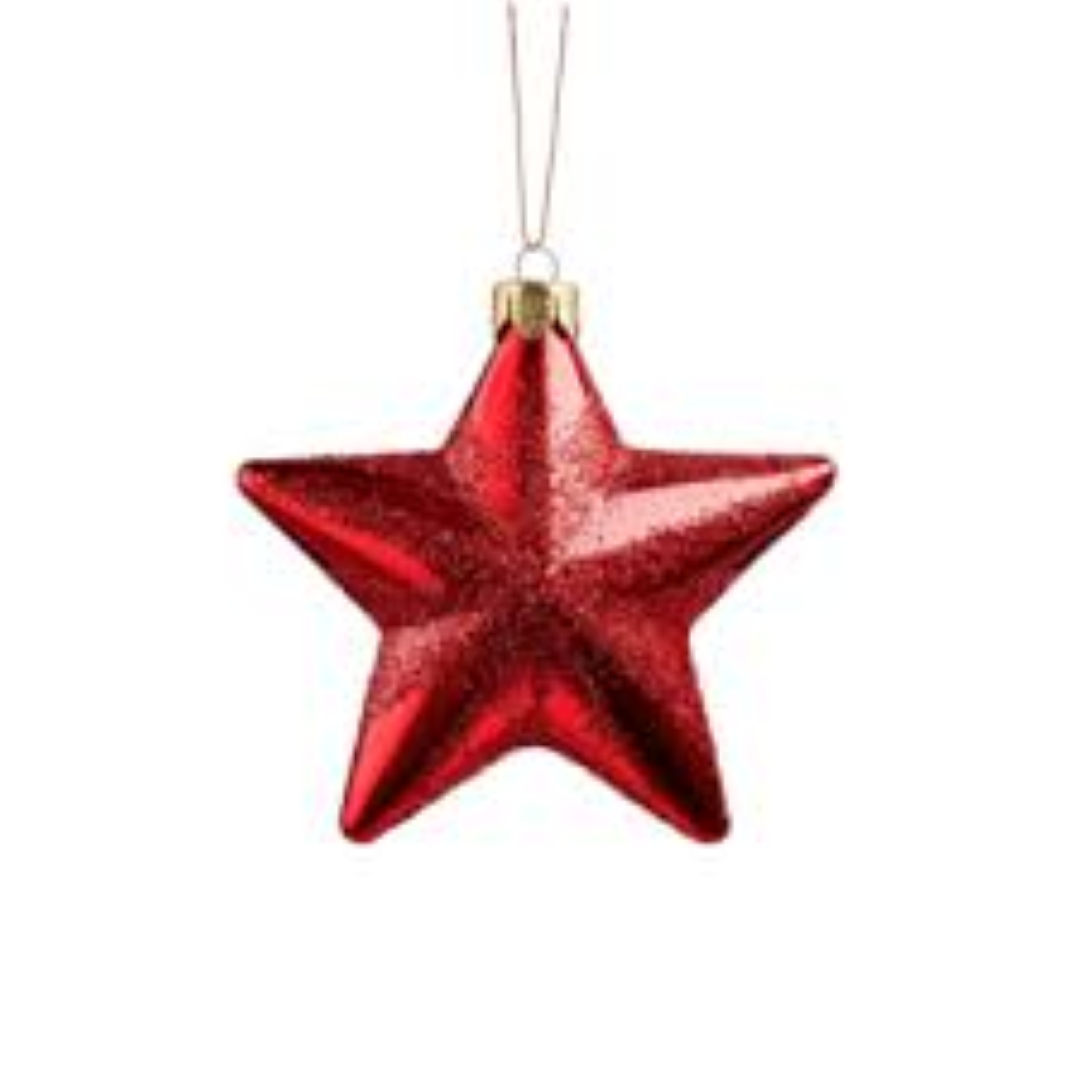 STAR WITH RED GLITTER N SHINY BALLS 012151